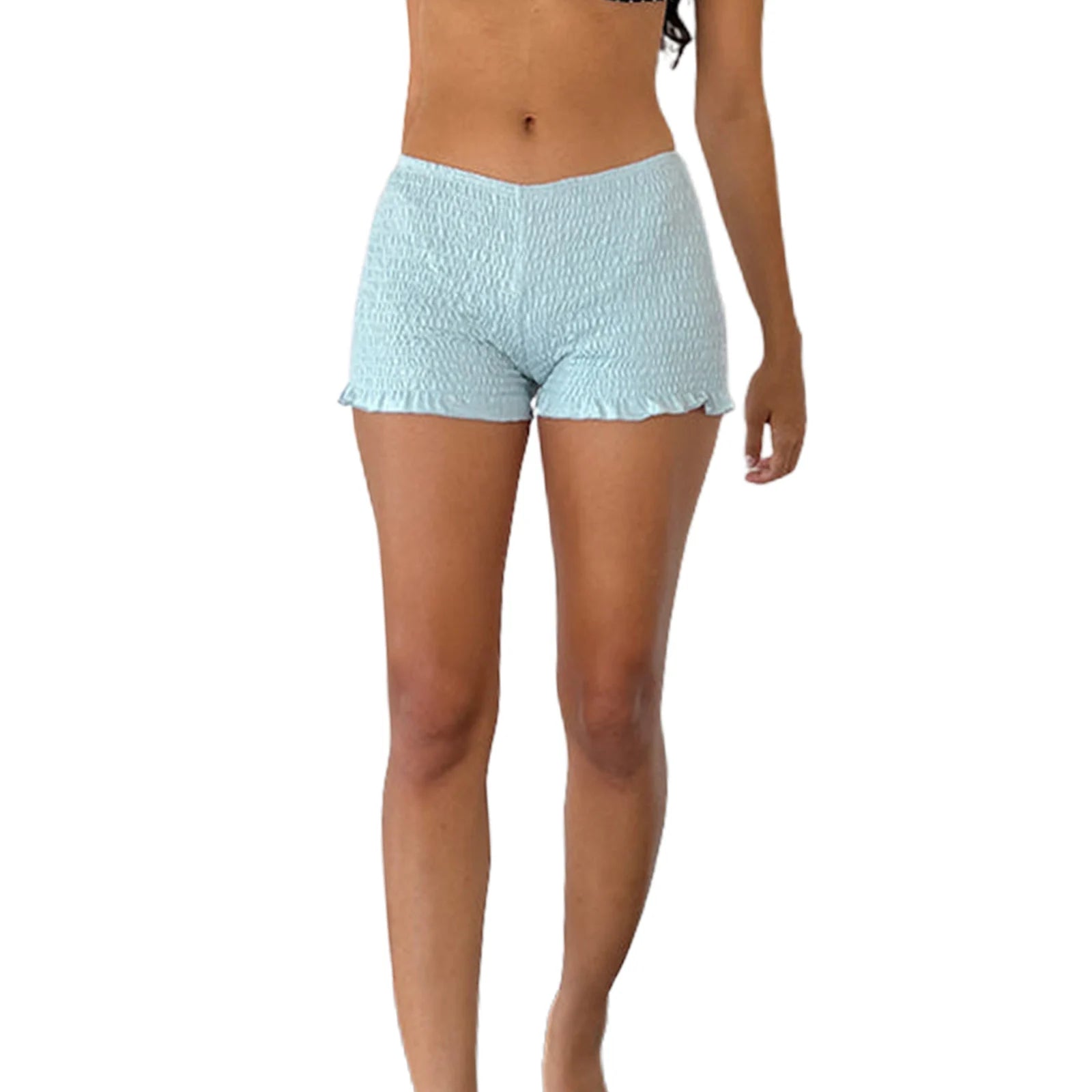 Women's Casual Elastic Waist Ruffled Shorts for Summer - Image 2