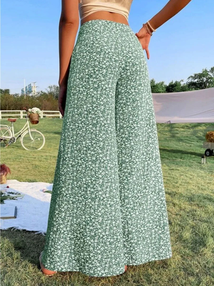 Women's High Waist Floral Wide Leg Pants for Casual Wear - Image 3