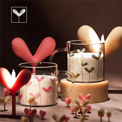Cute Heart High Borosilicate Glass Cup with Handle Heat-resistant Glasses Milk Coffee Tea Cup Mug Home Drinkware Lovely Gift My Addiction