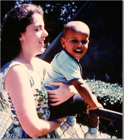 Smiling Barack Obama as baby with his Single Parent Mom