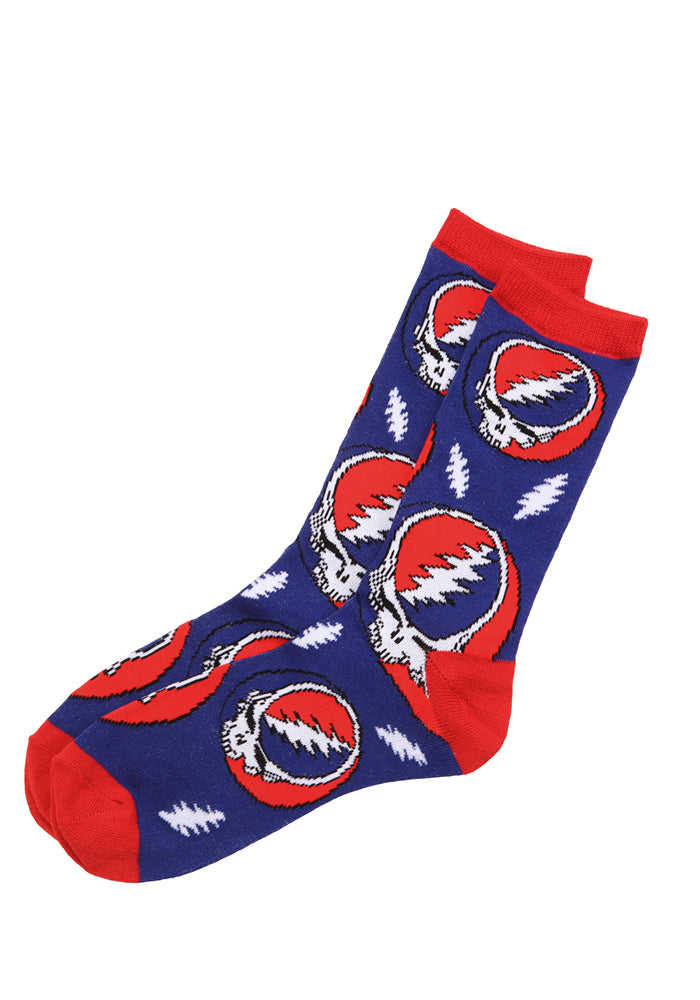 Grateful Dead Steal Your Face Lightning Skull All Over Socks Newbury Comics