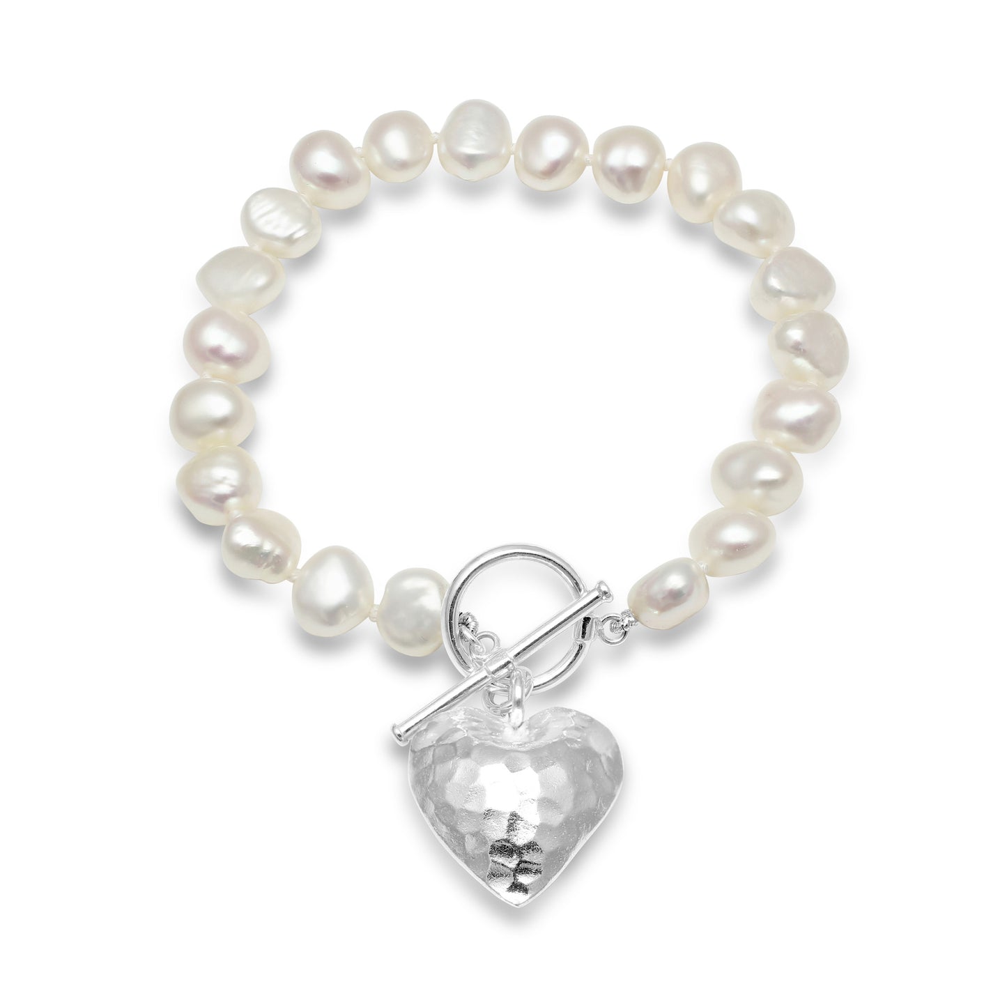 Silver Heart Lock Pearl Bracelet - Hello My Love