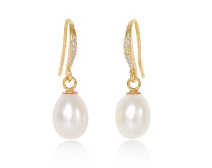 Two Oval Pearls Drop Earrings » Gosia Meyer Jewelry