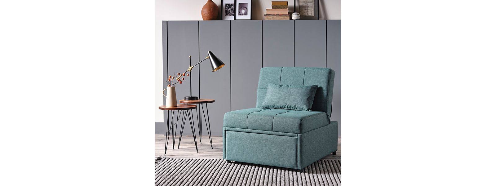 Bellona Mello Green Pull Out Sleeper Chair With Reclining Back