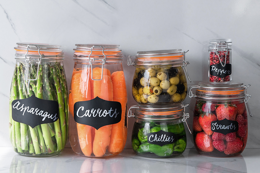 The Argon Tableware range of Glass Storage Jars with Airtight Clip Top Lids - Suitable for Fruits, Vegetables, Pickles, Seasonings and more