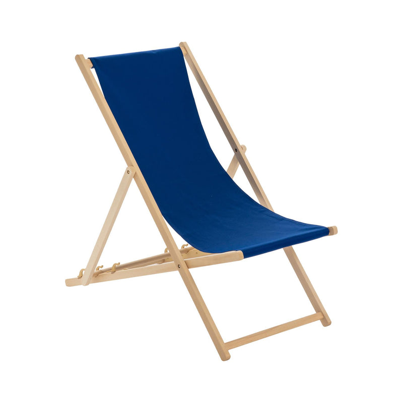 Folding Wooden Deck Chair - By Harbour Housewares - Navy