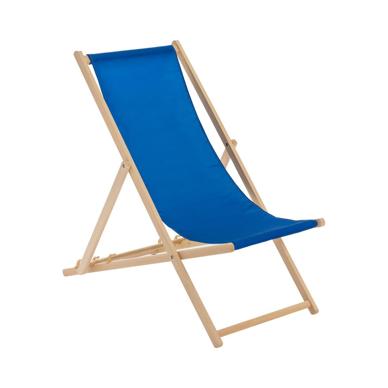 Folding Wooden Deck Chair - By Harbour Housewares - Royal Blue