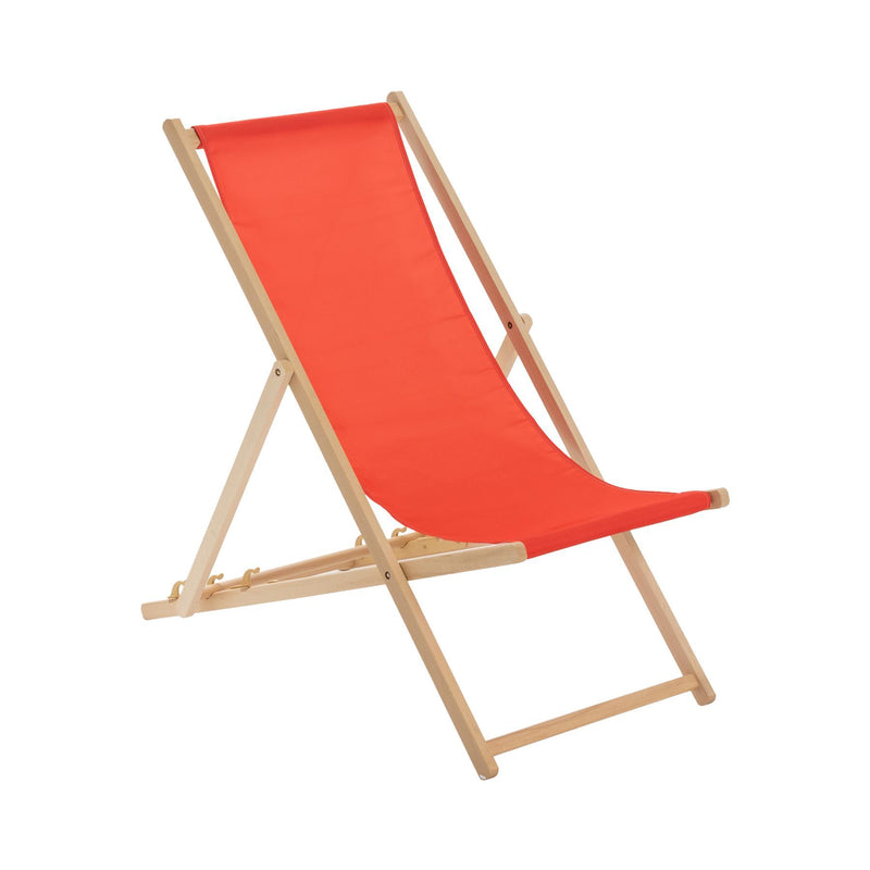 Folding Wooden Deck Chair - By Harbour Housewares - Red