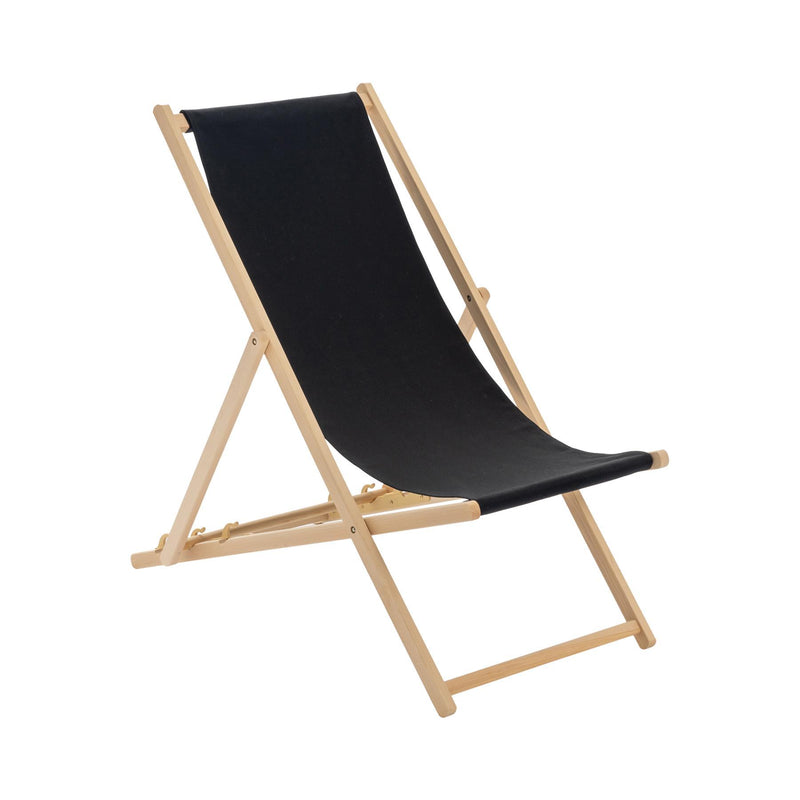 Folding Wooden Deck Chair - By Harbour Housewares - Black