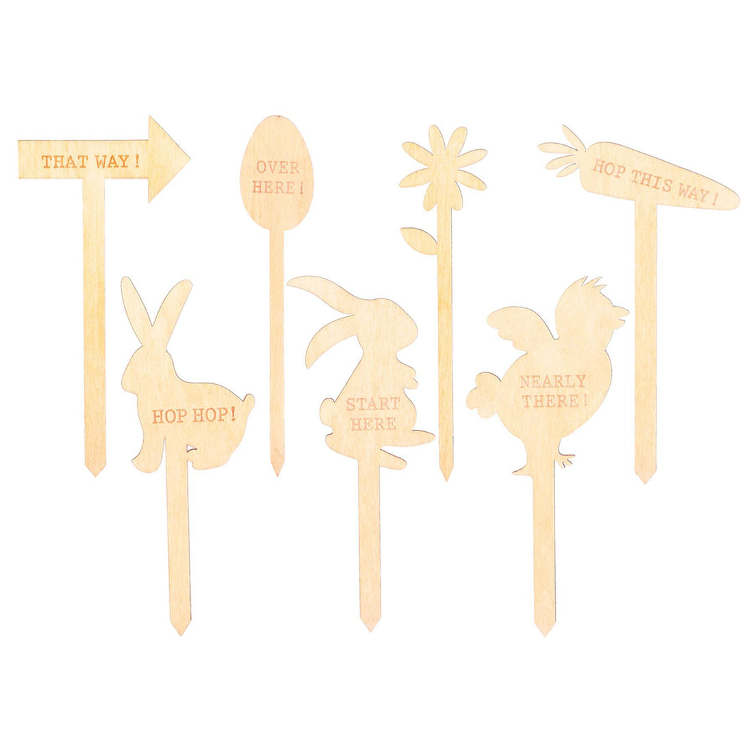 Nicola Spring Easter Egg Hunt Signs - 15cm - Natural - Pack of 7