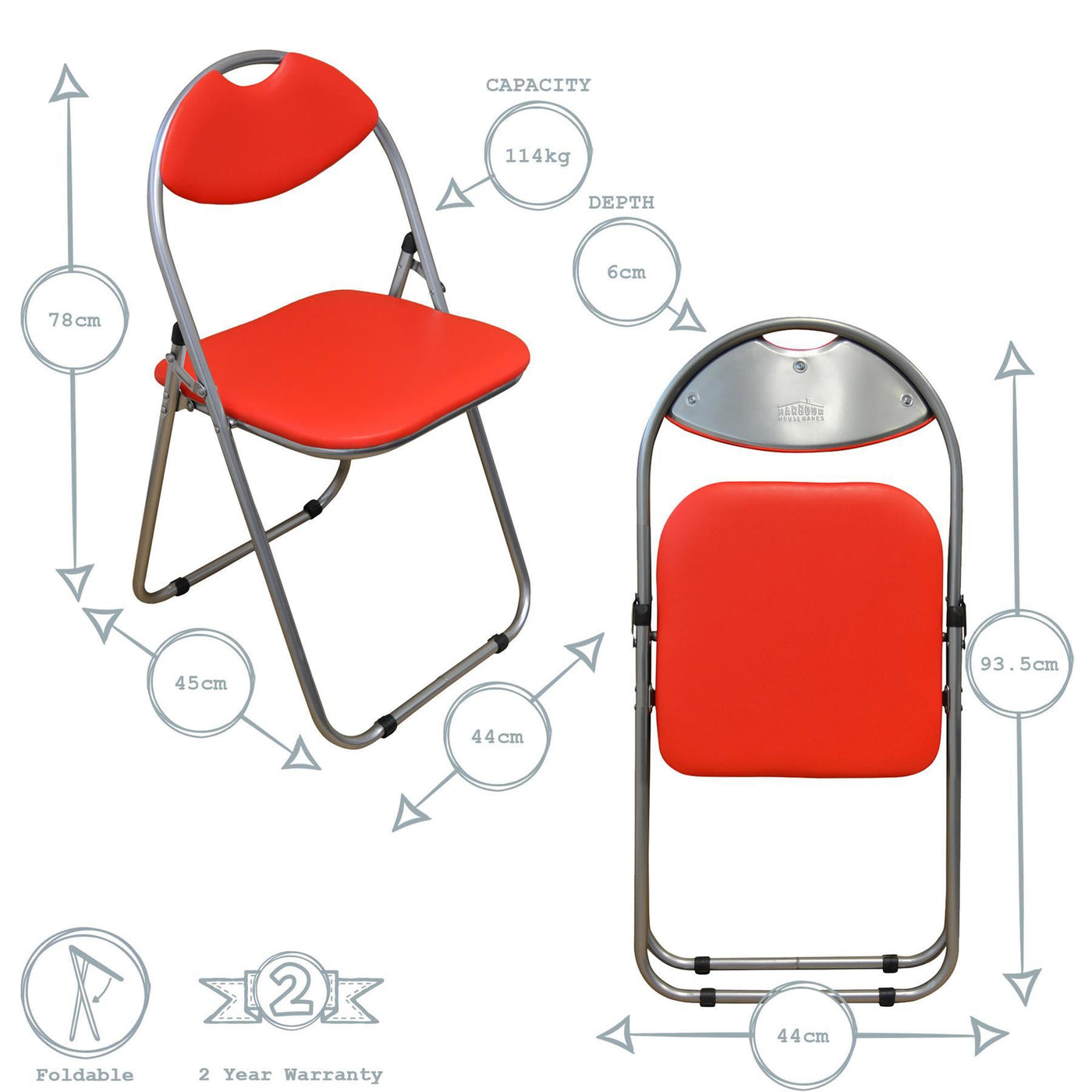 red padded folding chairs