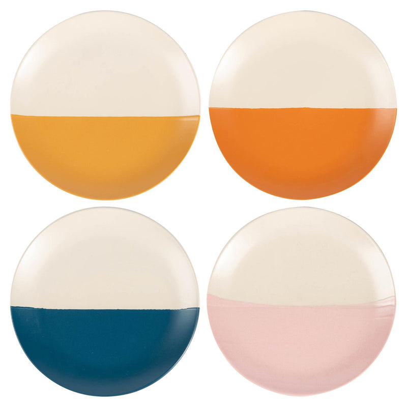 Ceramic Dipped Flecked Dinner Plates - 20.5cm - Pack of 4 - By Nicola Spring