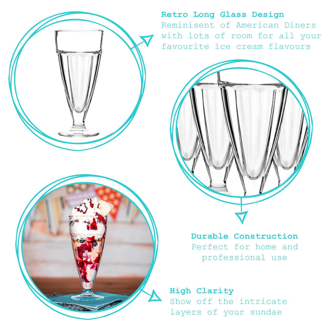 Argon Tableware Ice Cream Sundae Glasses - 350ml - Pack of 4 (18) 