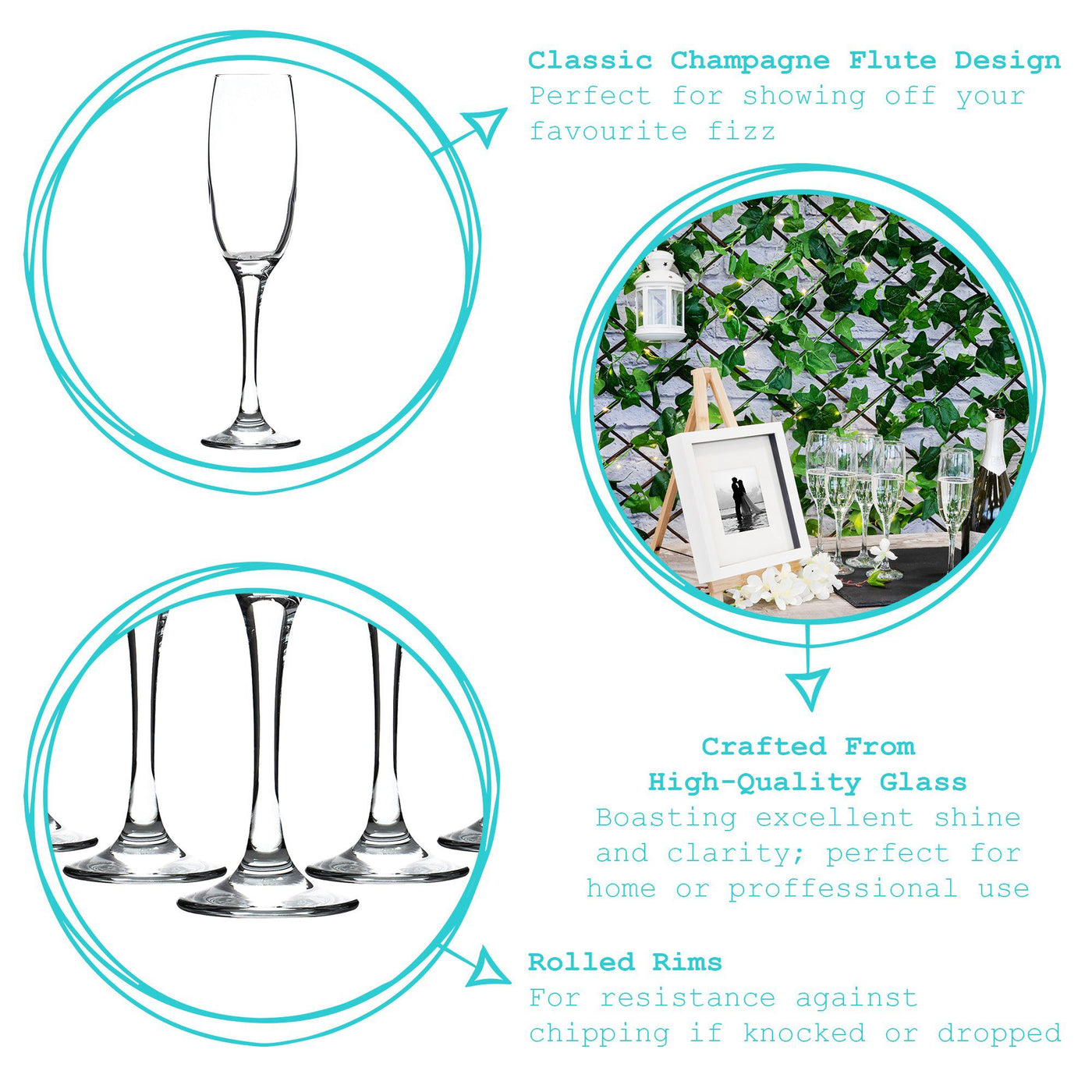 6 champagne flutes