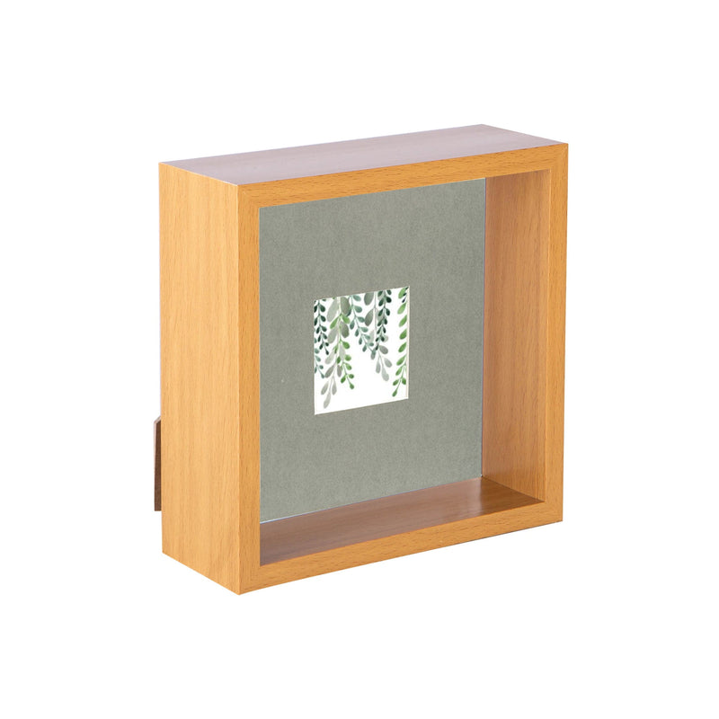 6" x 6" Light Wood 3D Deep Box Photo Frame - with 2" x 2" Mount - By Nicola Spring