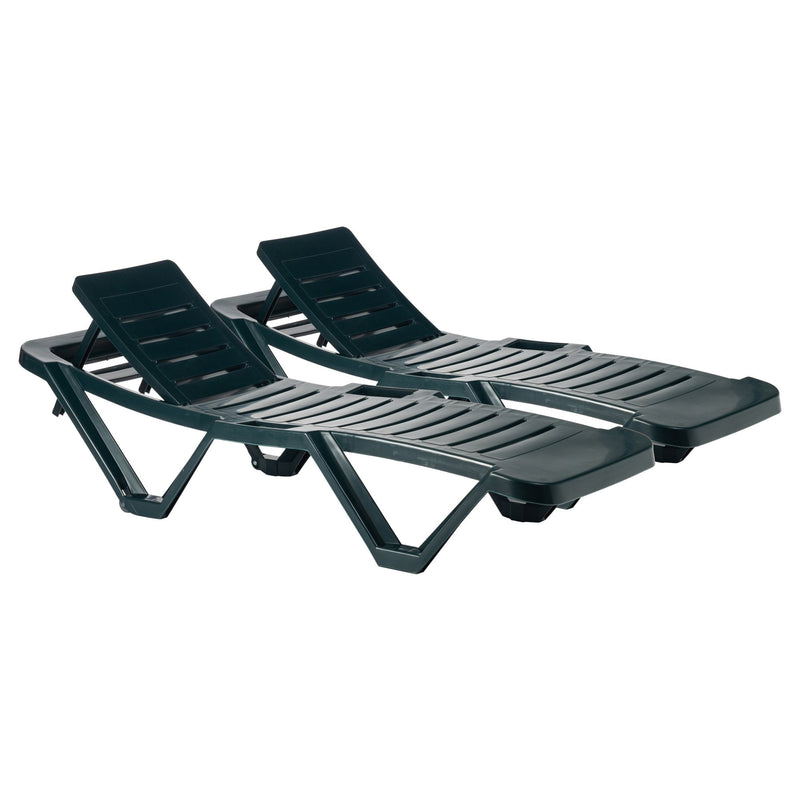 Resol Master 5 Position Sun Loungers - Green - Pack of 2