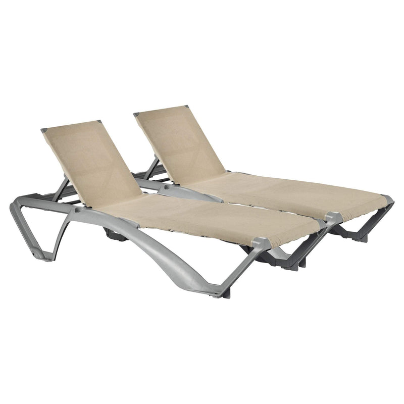 Marina 4 Position Canvas Sun Loungers - Pack of Two - By Resol