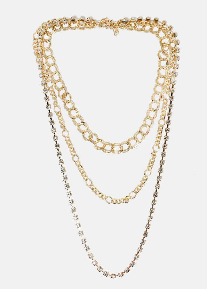 Triple Layered Chain Link Necklace 