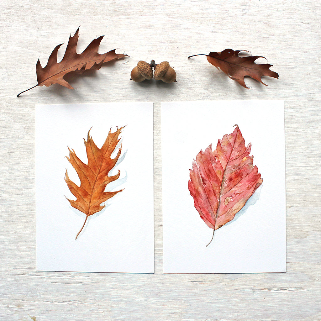Set of Two Autumn Leaf Prints – Trowel and Paintbrush