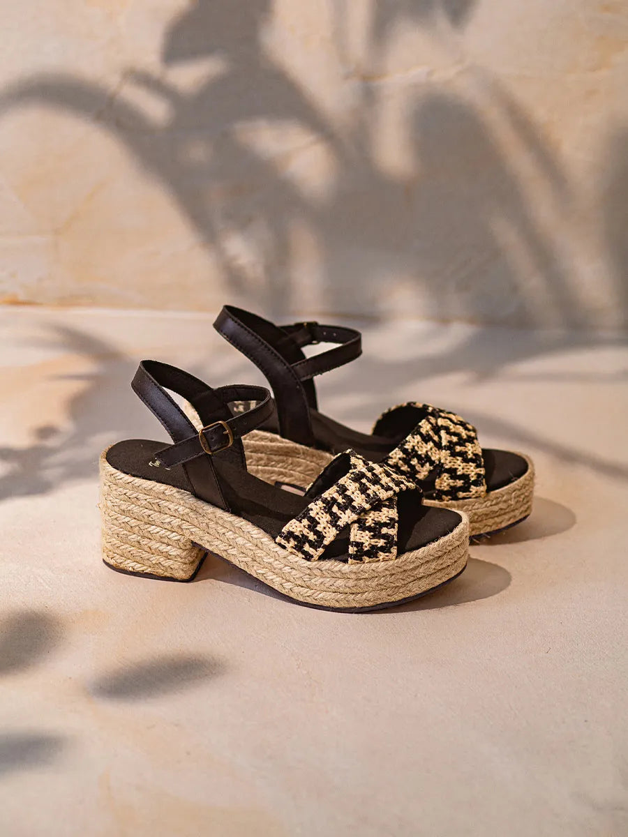 Espadrillas da donna aperte con tacco largo