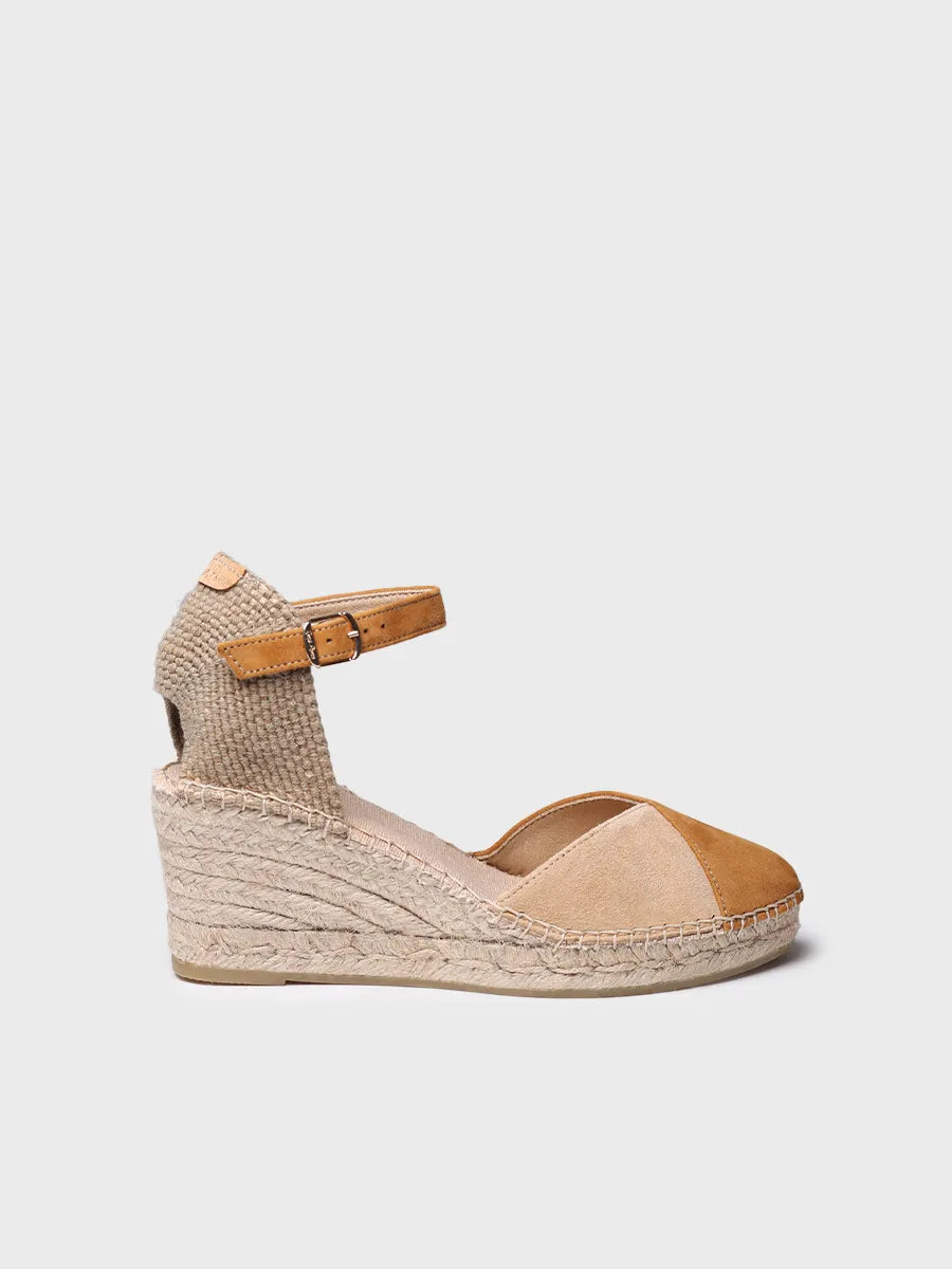 Espadrillas da donna in pelle scamosciata con zeppa