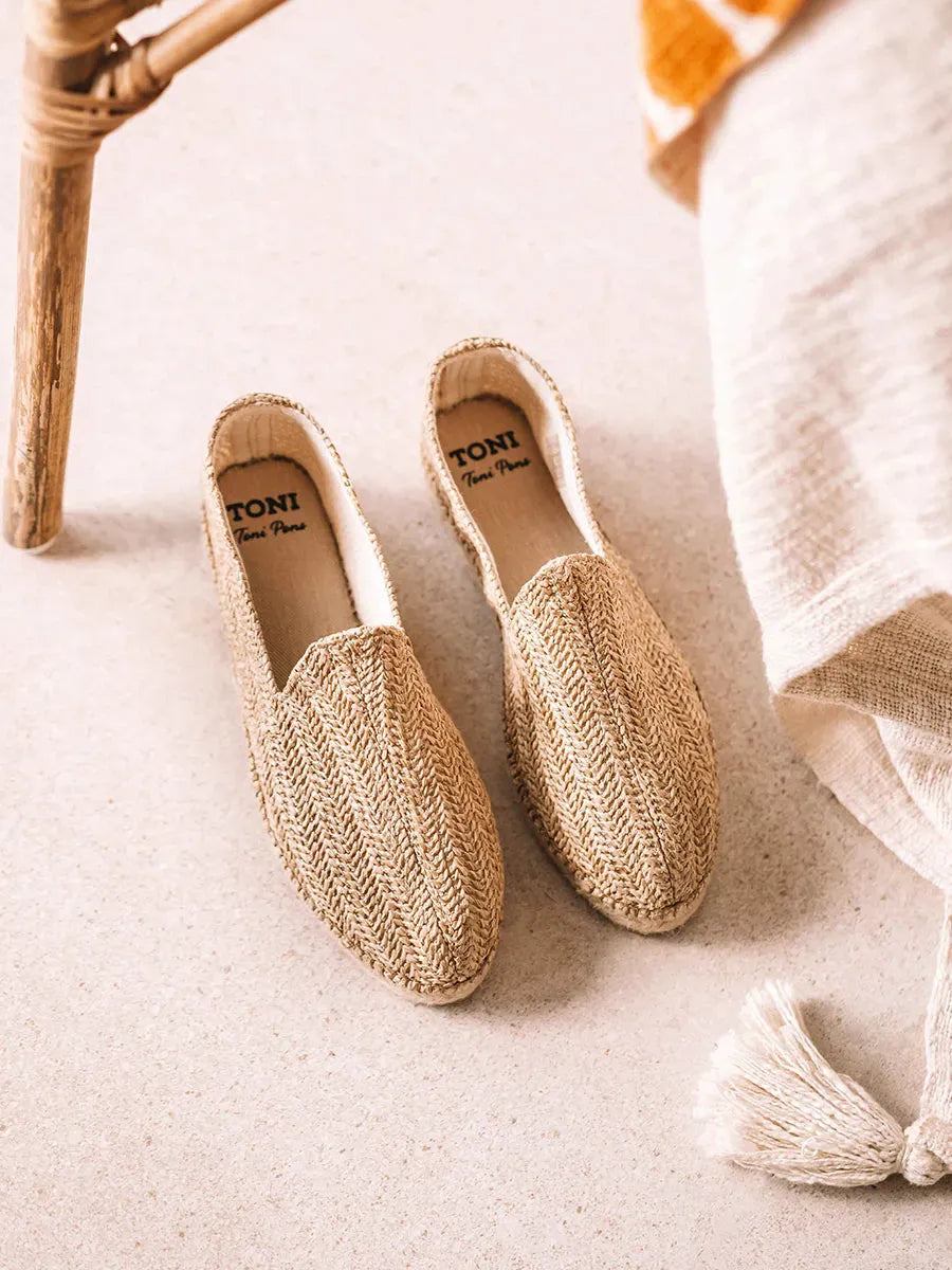 Espadrillas chiuse da uomo in rafia con suola in iuta