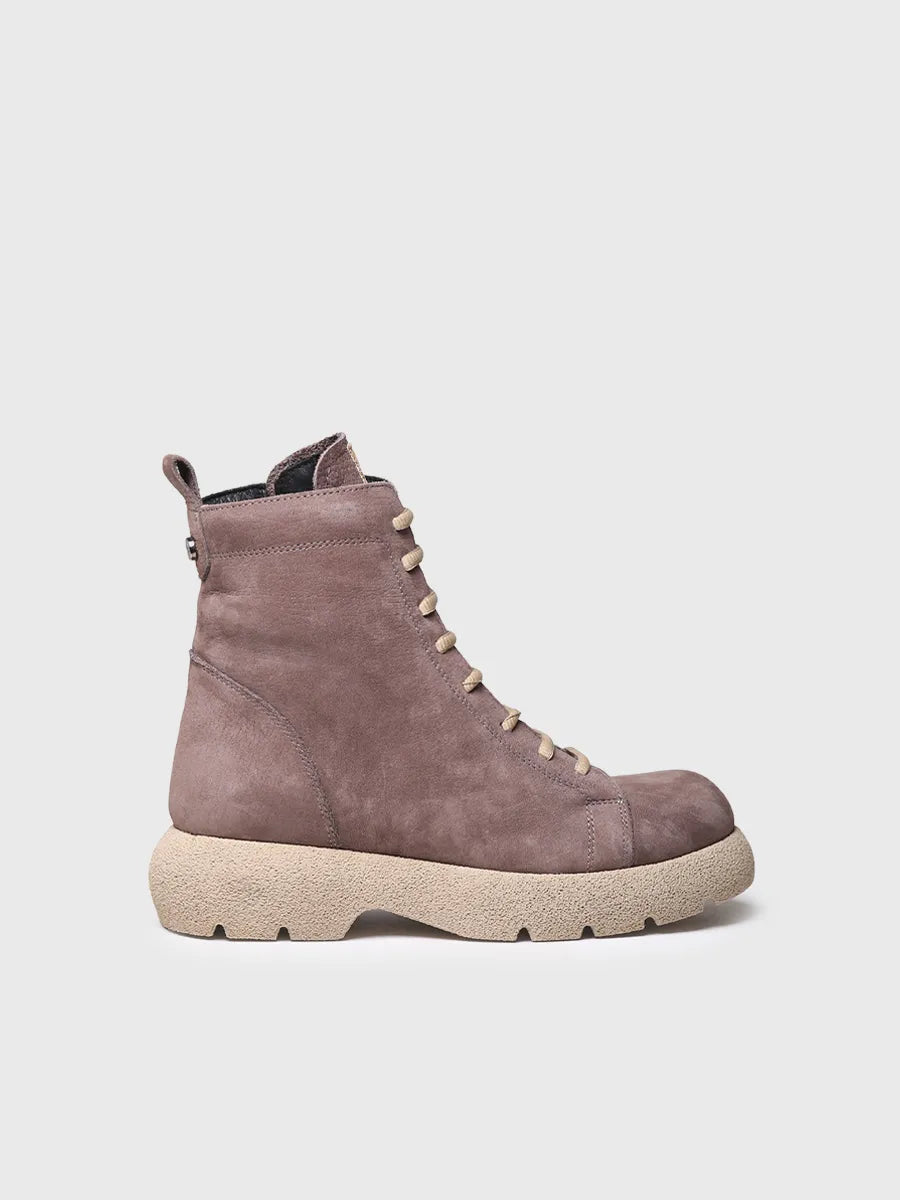 Stivaletto da donna in pelle nabuk con lacci