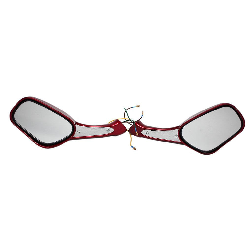 Scooter Rear View Mirror Set with Turn Signals - Maroon