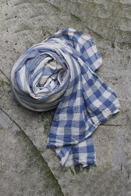 Auntie Oti :: Multi Purpose Textile, Dupatta Blue Check/Stripe