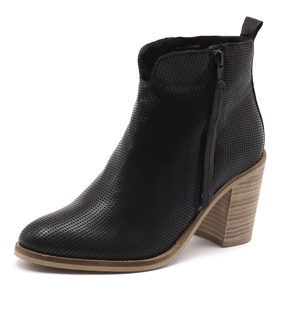 perforated leather ankle boots