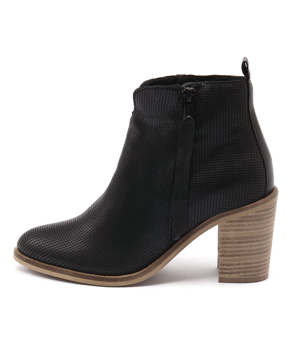 perforated leather ankle boots