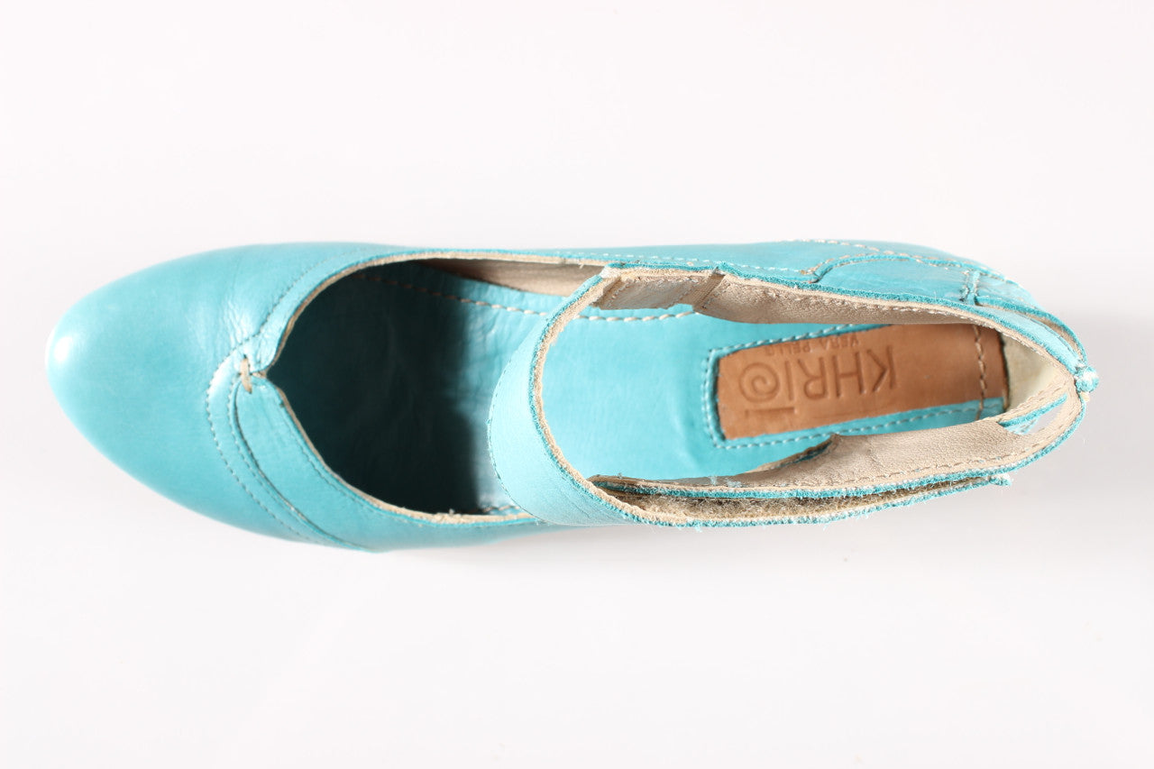 KHRIO Turquoise leather shoes! 7-7.5 Recycle Style | Preloved Designer Clothing