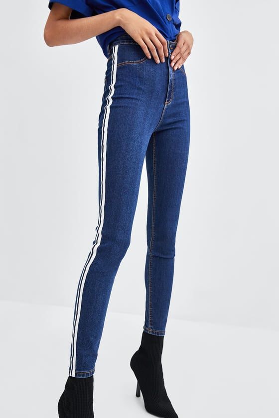 zara jeans with stripe on side