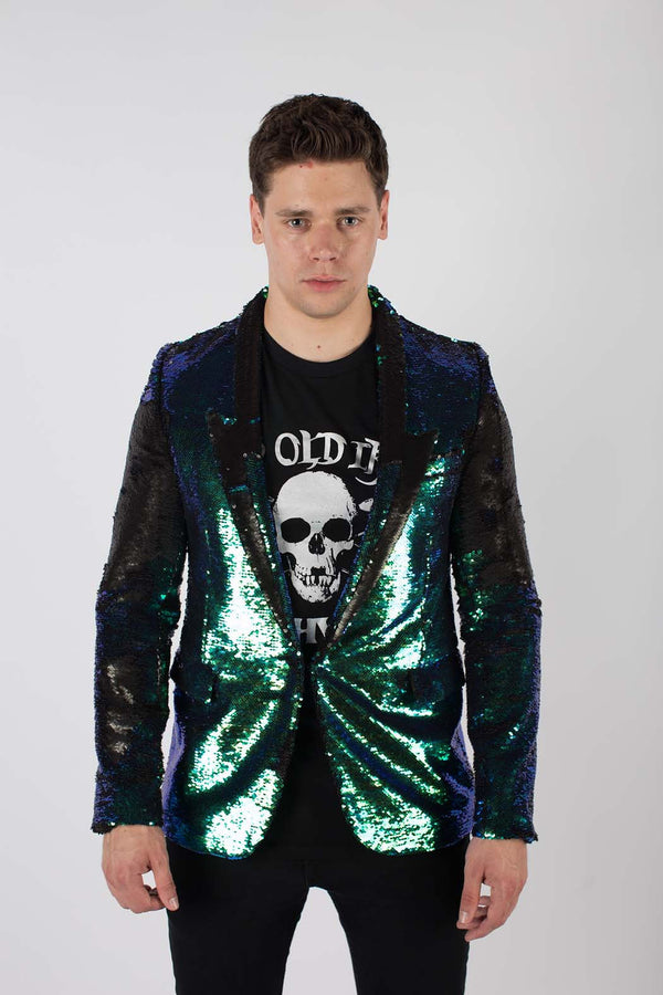 Any Old Iron Mens Oil Slick Sequin Jacket