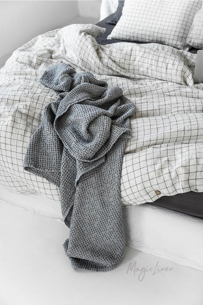 Magic Linen Light Gray Waffle Blanket