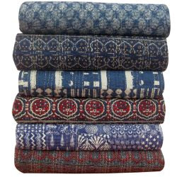 Assorted Hand-stitched Indian Block Print Quilts