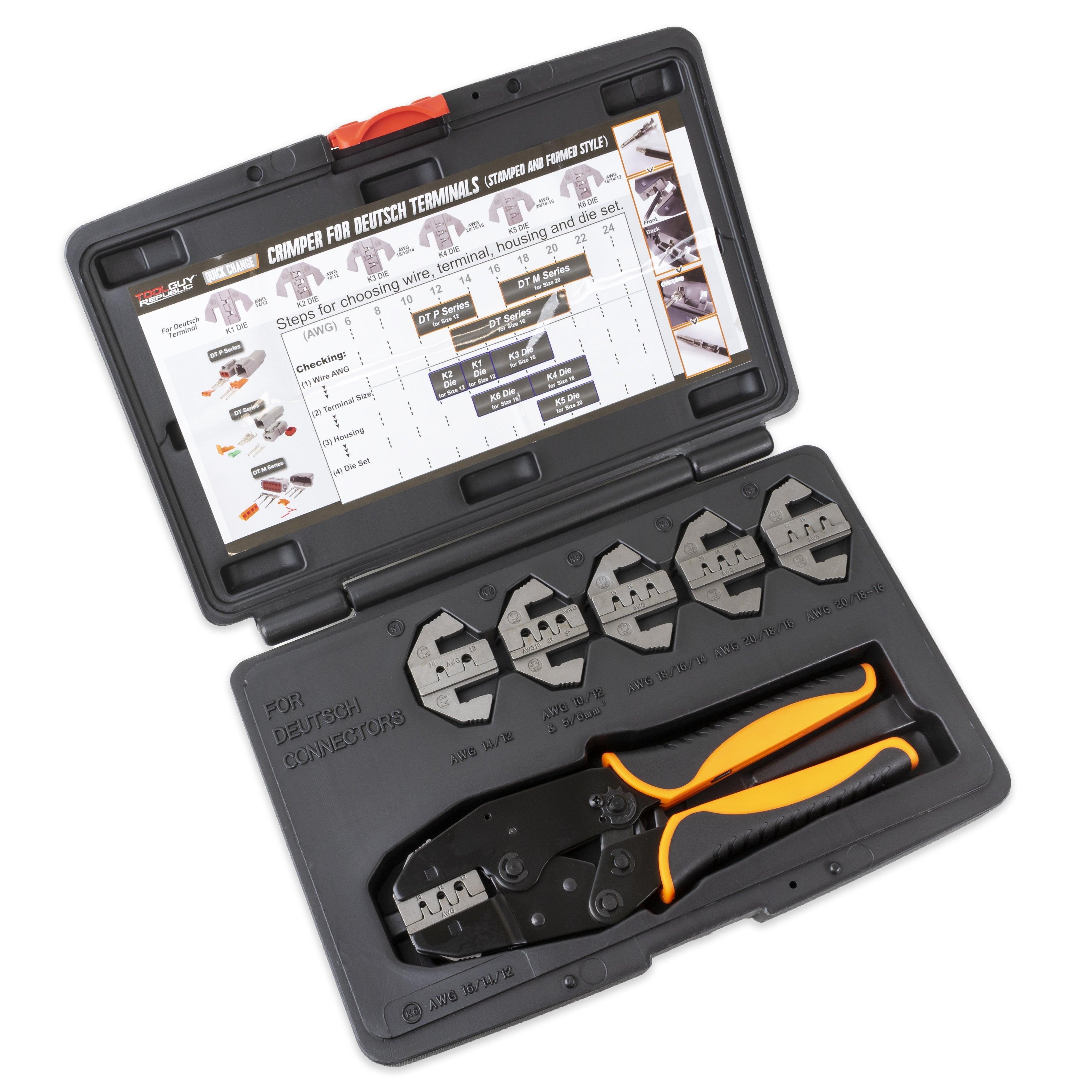 Crimping Tool Set 8 PCS with Interchangeable Dies and Wire Stripping Tool