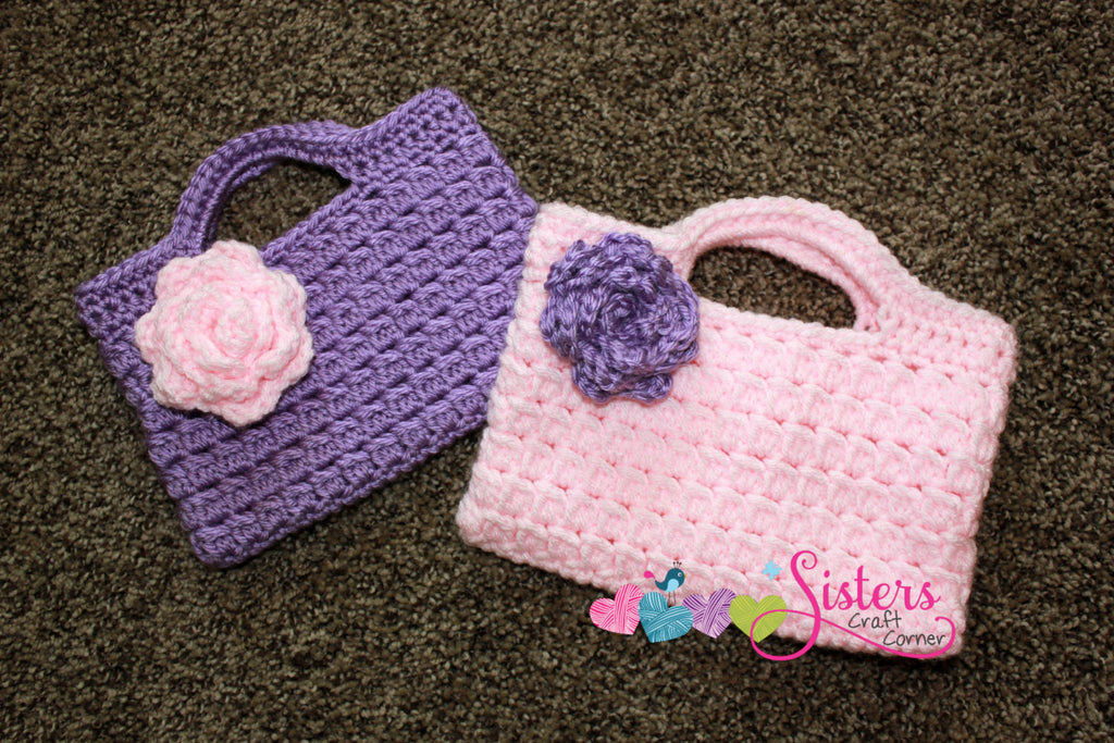 The Lovely Creations Yarn Crochet Little Pink Purse with Flowers, Crochet  Bag Hand bag for Girls : Amazon.in: Shoes & Handbags