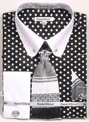 black and white polka dot dress shirt