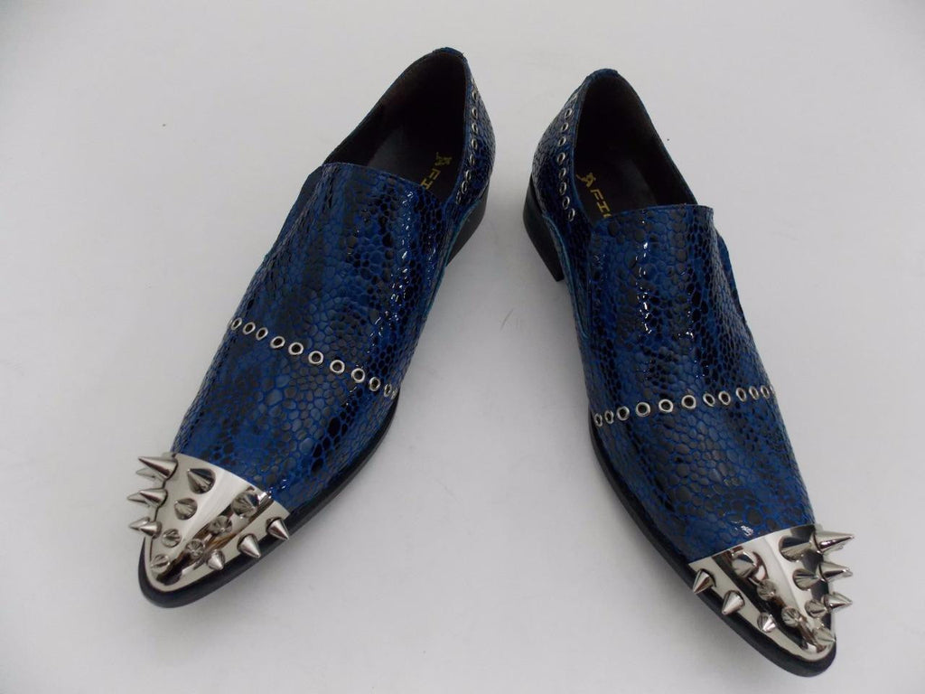 Men's Fiesso Blue Patent Snake Leather 