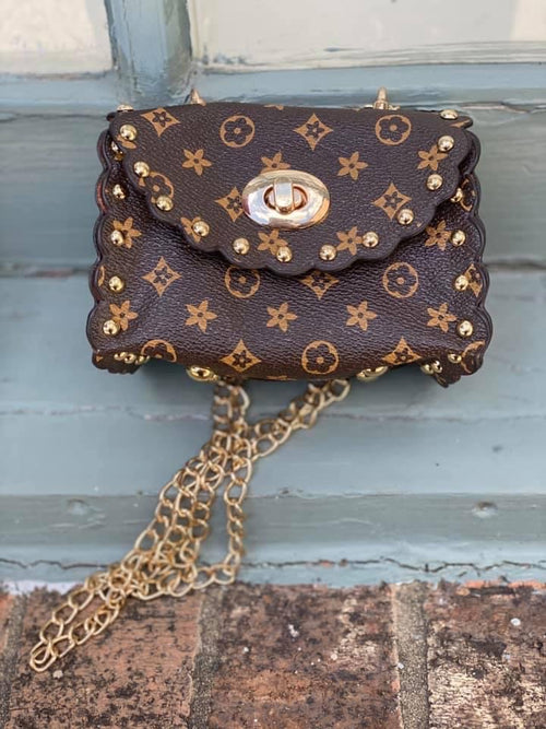 Monogrammed Scalloped Crossbody Bag