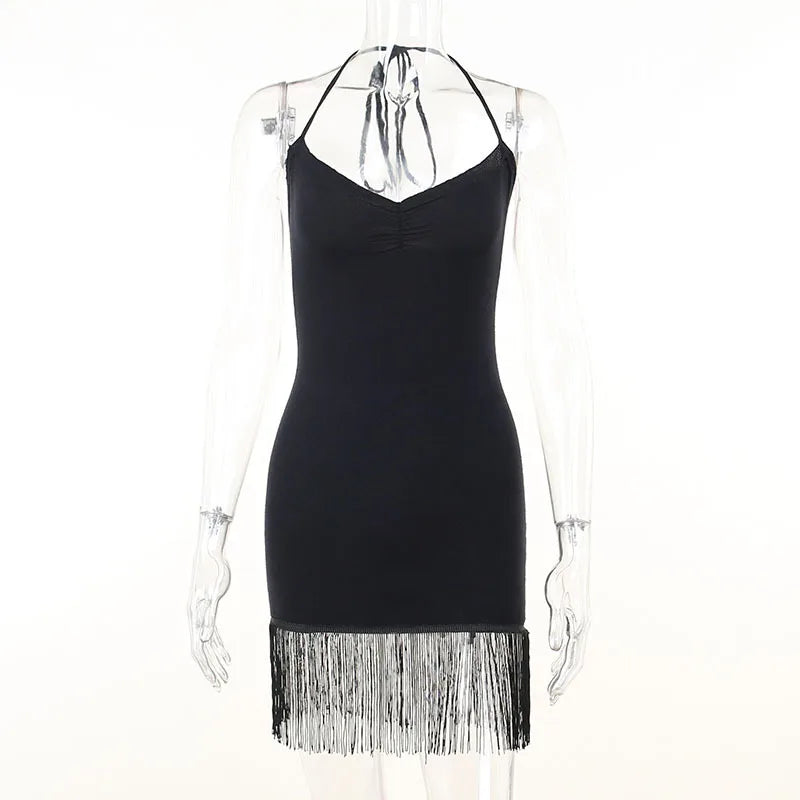 Tassel wrap bodycon mini dress for chic women's clubwear - Image 8