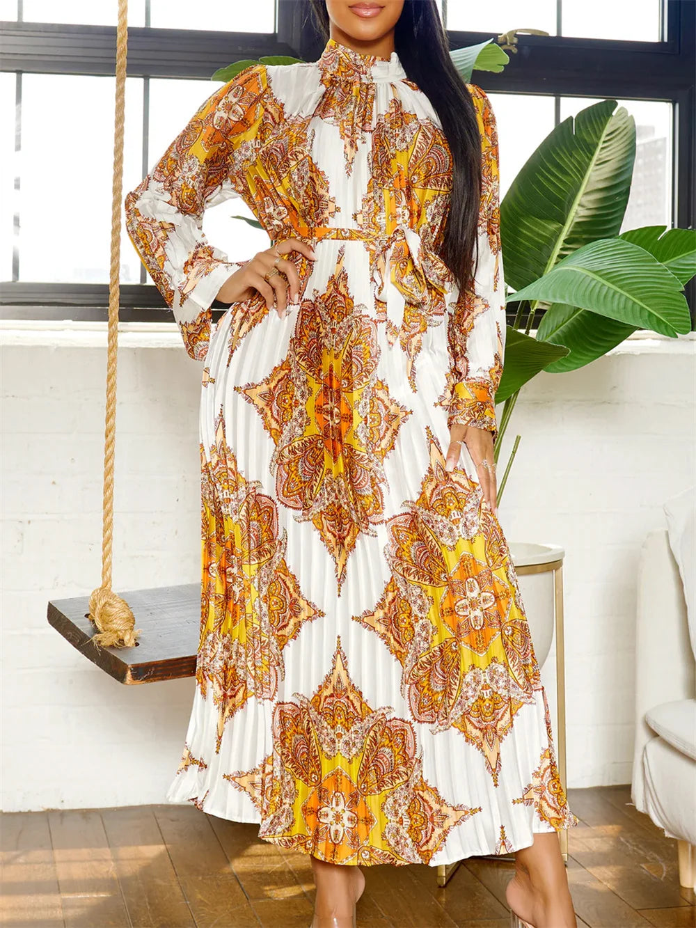 African Printed Long Sleeve Traditional Plus Size Dress for Women - Image 3