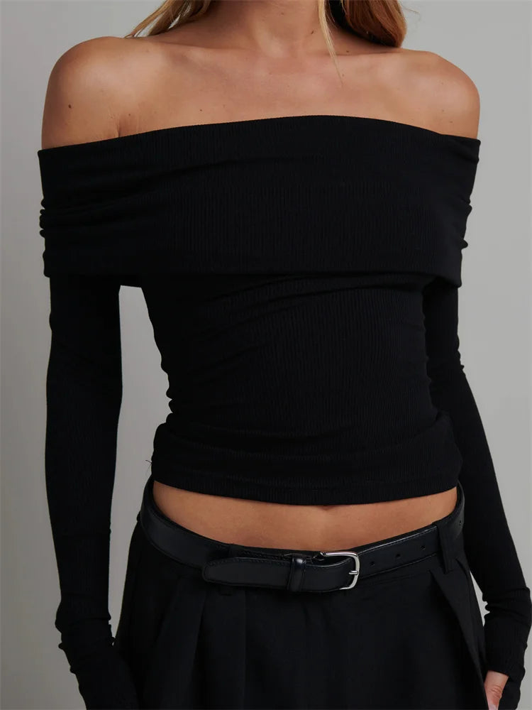 Women's Sexy Slim Fit Knitted Long Sleeve Ribbed Sweater