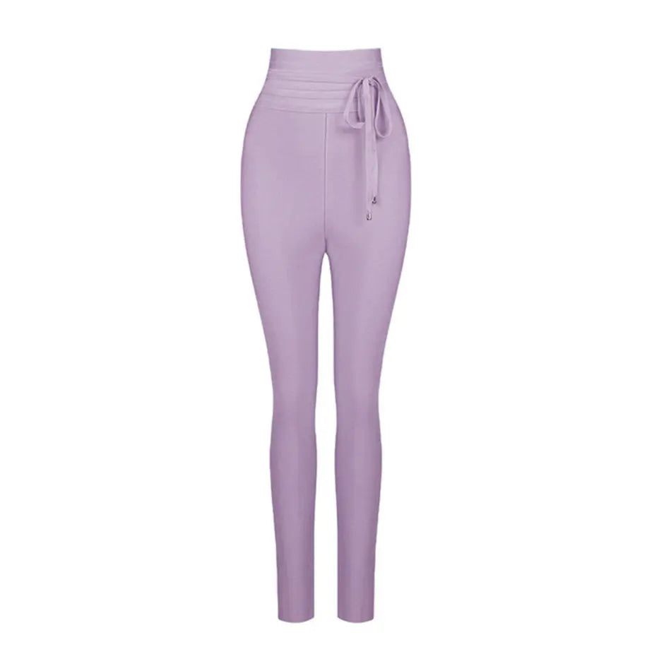 High Waist Skinny Solid Party Pants - Long Length