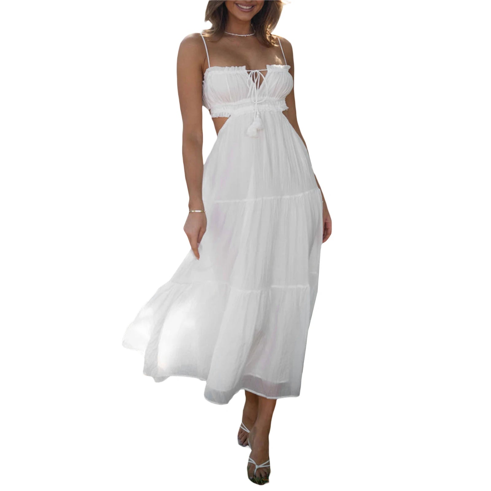 Strapless White Maxi Dress: Sexy Beach Holiday Wear for Women