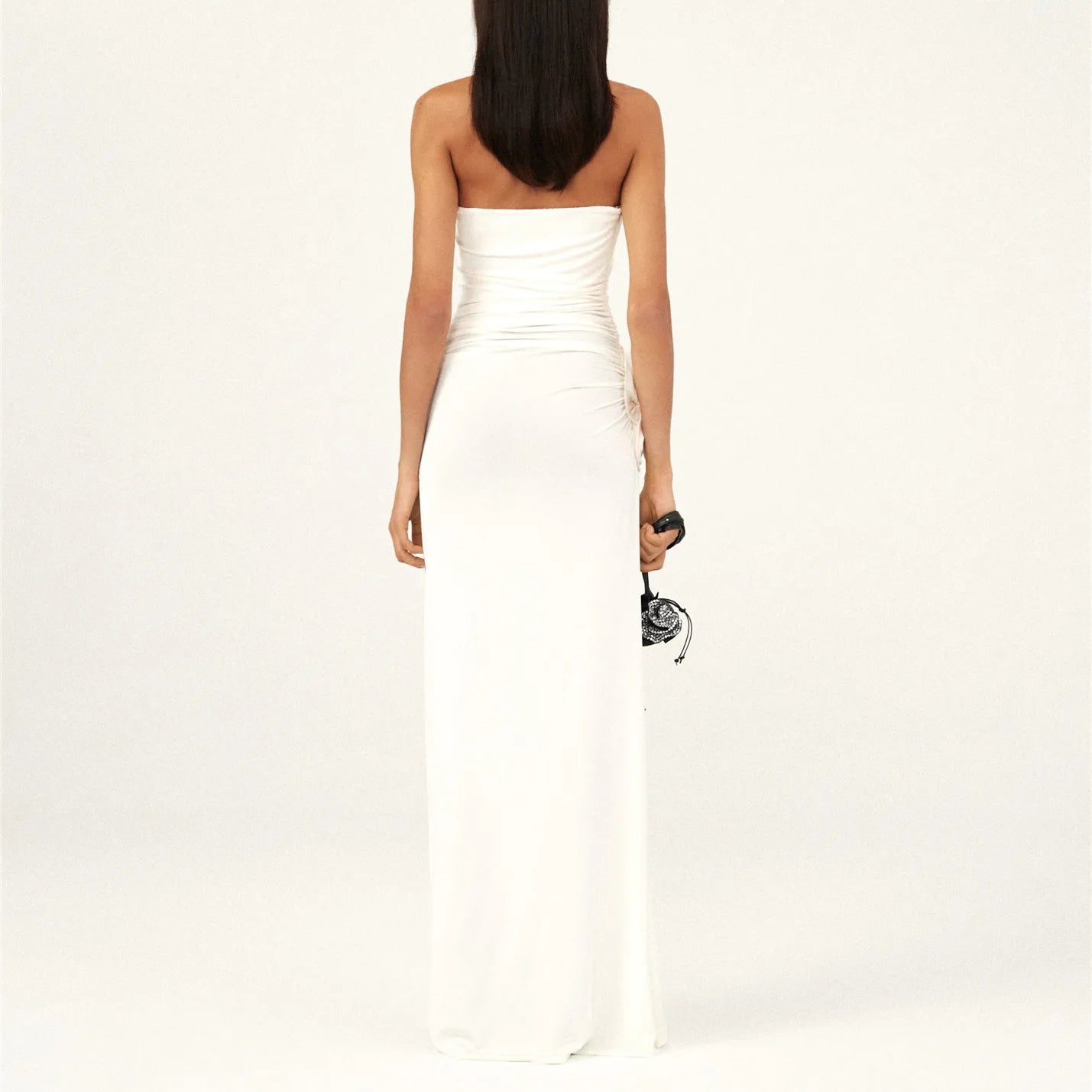 Stylish Sleeveless Shoulder 3D Flower Side Split Club Dress - Image 4