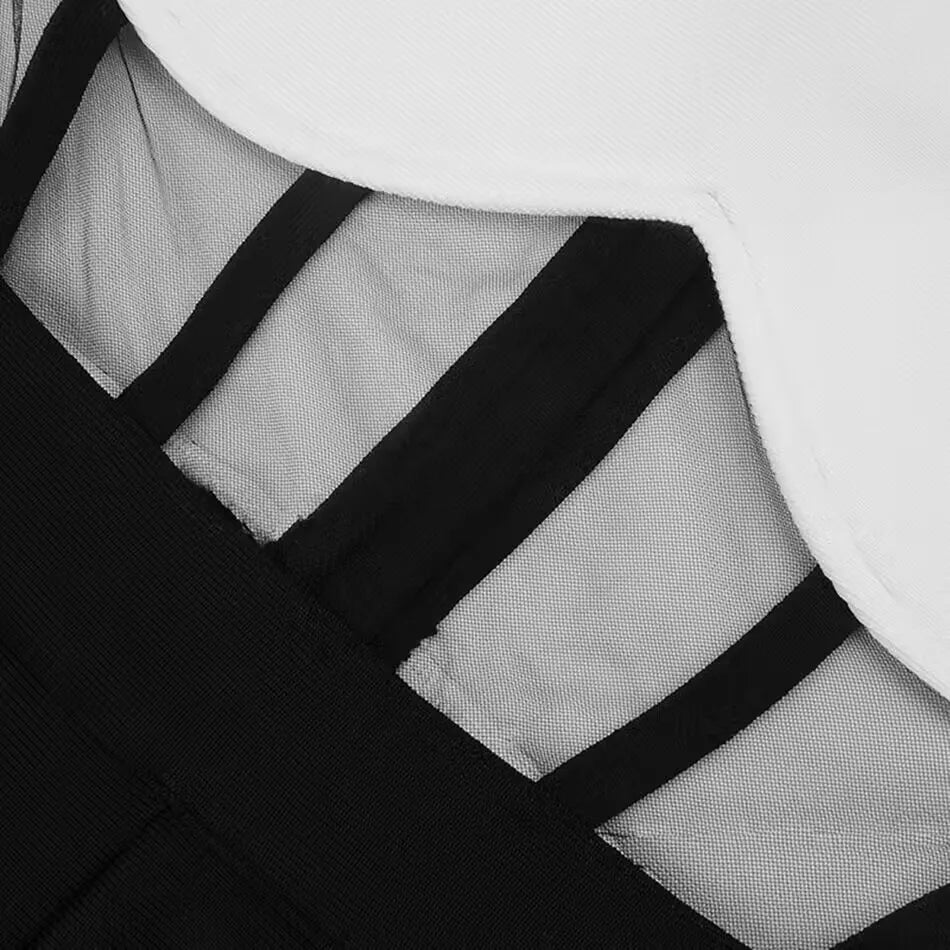 Chic Black and White Bodycon Jumpsuit for Party Wear