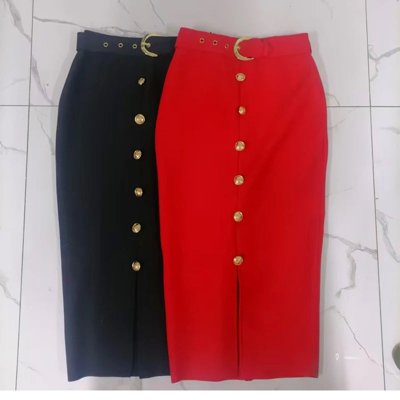 High Waist Button Down Bodycon Skirt - Sexy Mini Fashion