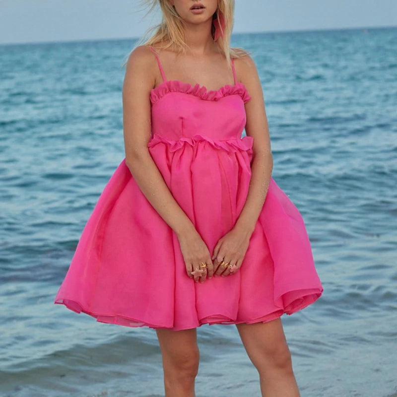 Kawaii Princess Dress with Sleeveless Ruffles for Women - Image 7